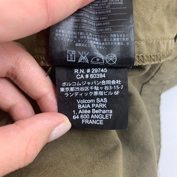 Volcom Good Side Hooded Jacket Womens M Olive Zip Up Cotton Lightweight Military - Picture 12 of 15